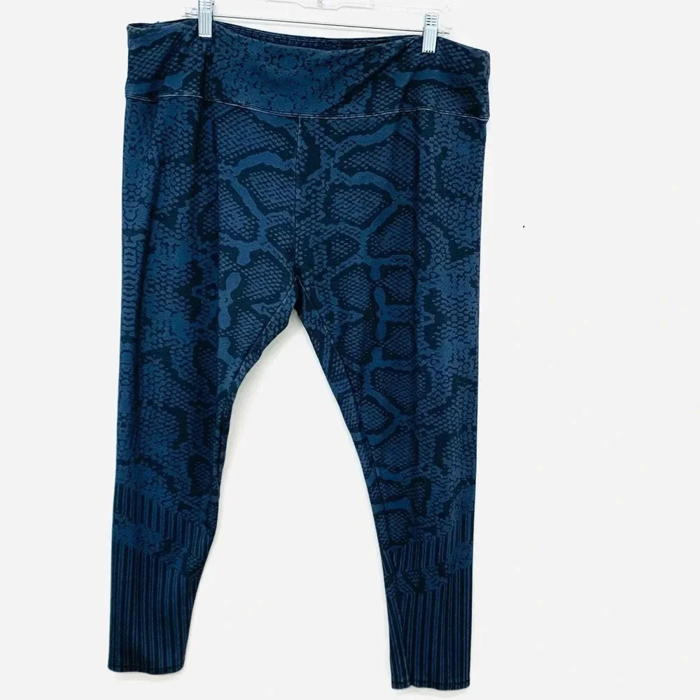 Soft Surroundings Leggings Plus 1X Blue Print Tapered Elastic Waist Stretch